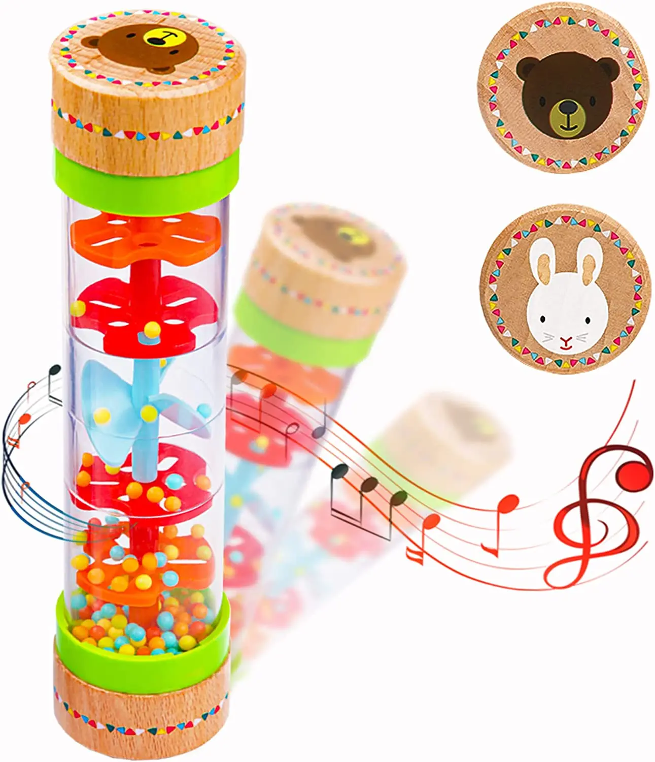 Rainmaker Rain Sticks Mini Wooden Musical Shake Beaded Raindrops Turn Over and Watch The Colorful Beads Flow Down The Tube