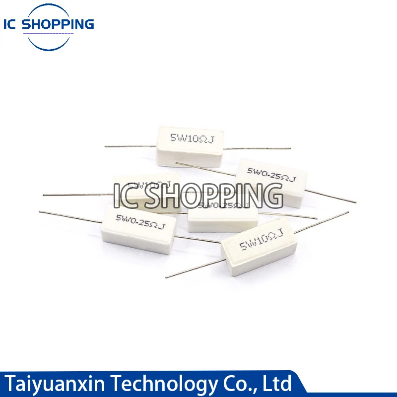 10PCS 5W Cement Ceramiczny Rezystancja Mocy 0.1~100K 0.01 0.1 0.25 10 0.33 0.5 1 2 4.7 5 8 10 15 20 25 30 100R 1K 10Kohm