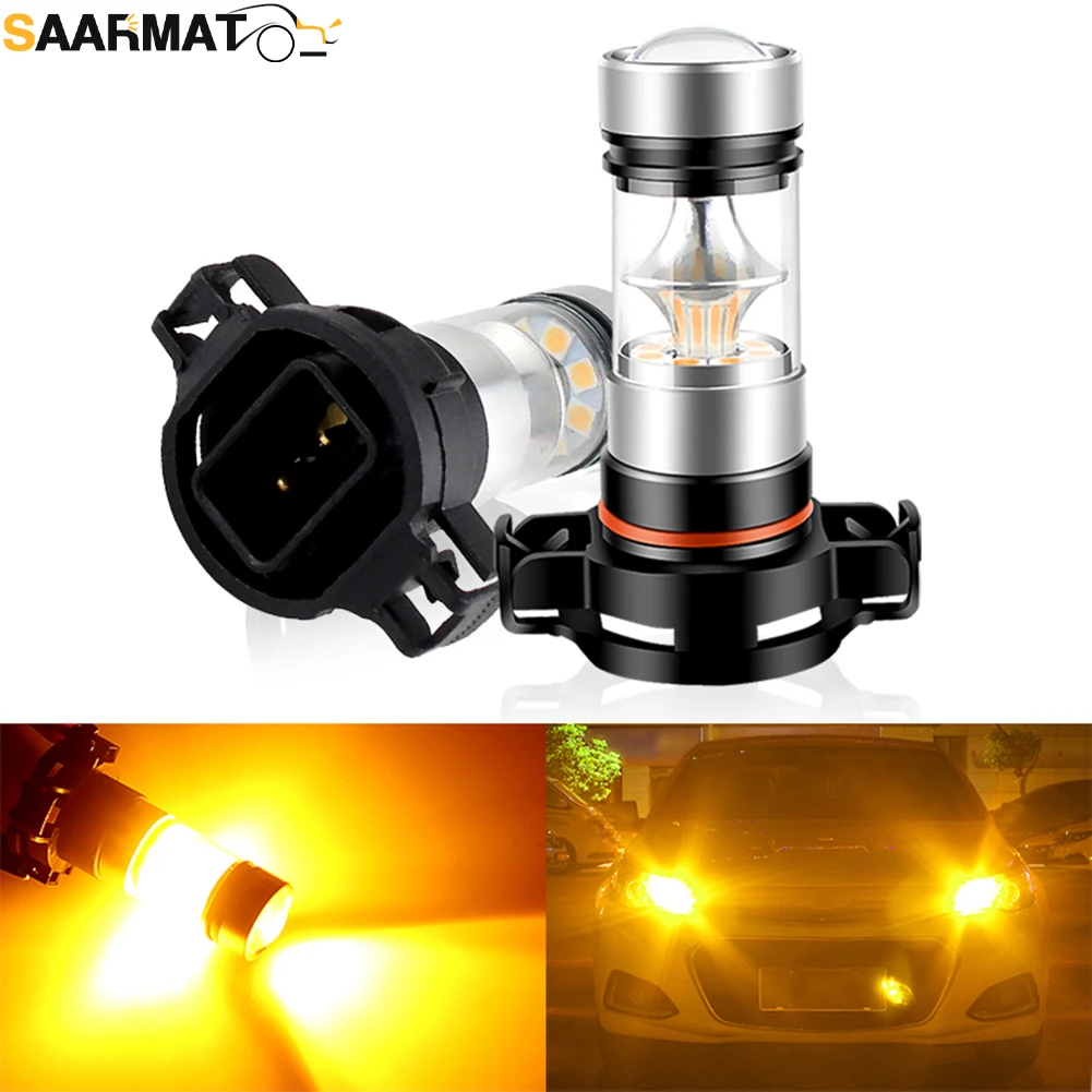 2Pcs100W H16 PY24W 5202 LED Front Car Fog Lights Headlights Daytime Running Lights Lamp Bulbs 2400LM LED Drving Lamp