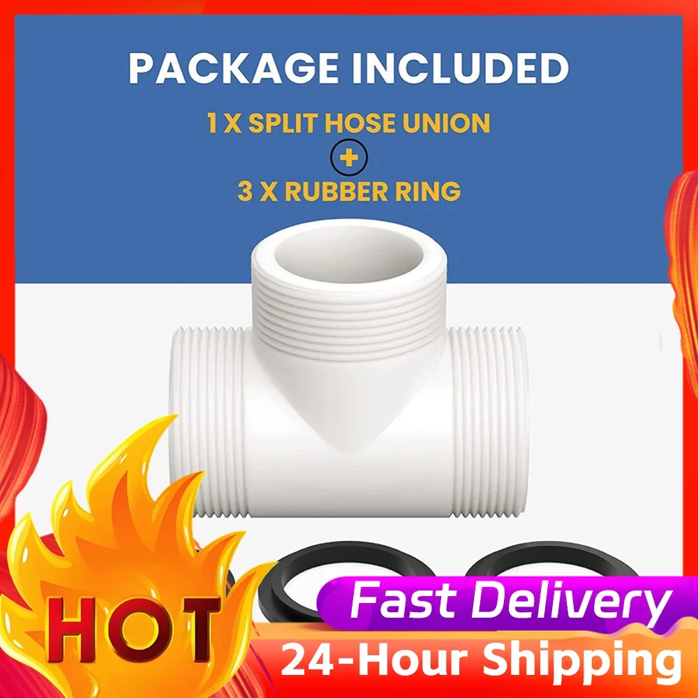 Pool Hose T Splitter Controlling Flow Above Ground Pool Hose Connector Threaded Inlet Pump Adapter for 1.5 Inch Pool Pump Hose