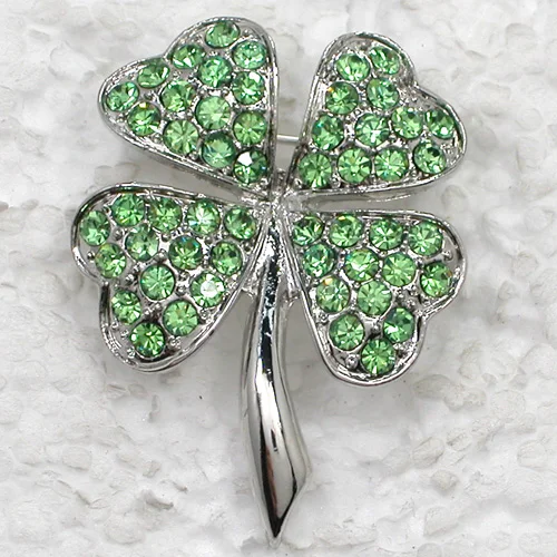 60Pcs/lot Mixed cdor (Can Notes color) Fashion brooch Rhinestone Hot sell clover Pin brooches C101821