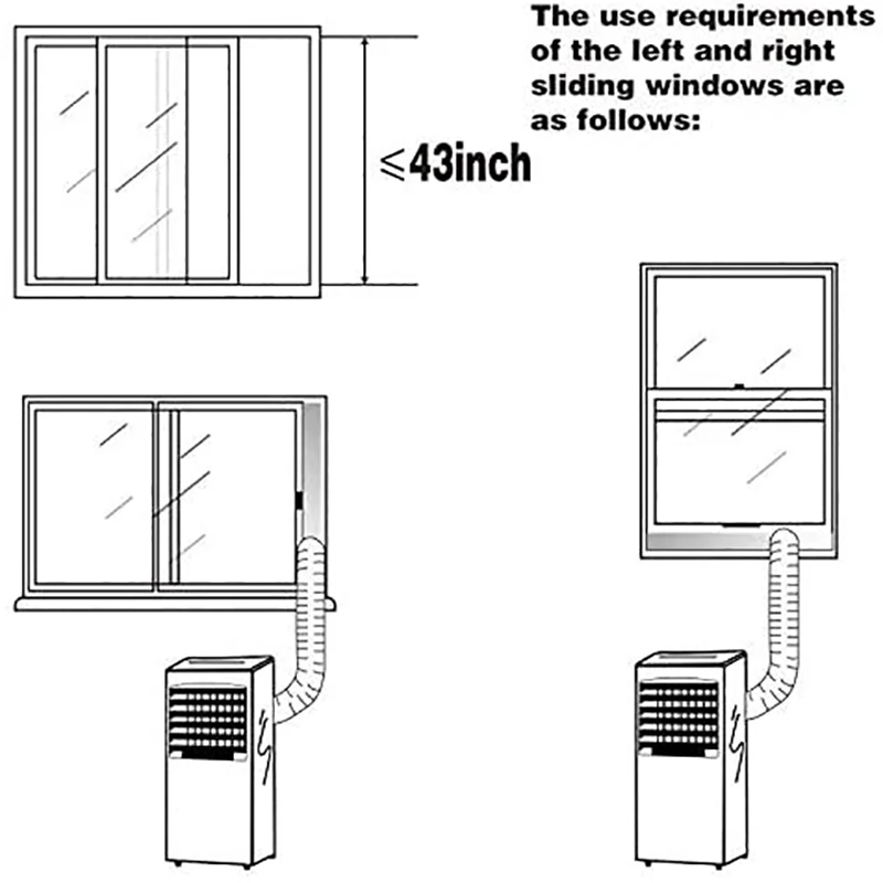 Ac Window Kit - Sliding Window Vent Air Conditioner Kit Suitable for Mobile Air Conditioner Hose with 5.9 inch/15cm