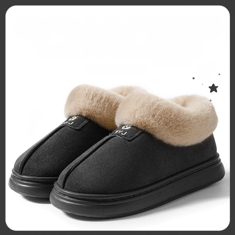 يمكن ارتداؤها النعال القطنية بكعب أحذية الثلوج بالإضافة إلى شباشب فرو دافئة سميكة مخملية للأزواج من الأحذية القطنية