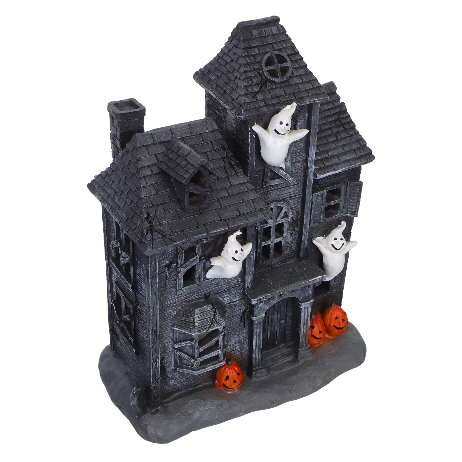 

Halloween Glowing Haunted House Ghost Light up Statue Spooky Ornament Desktop Decoration Resin Party
