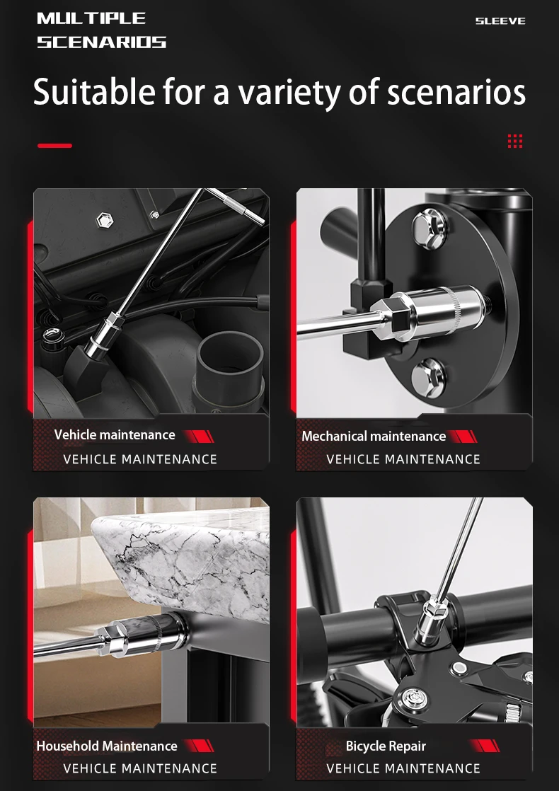 6–19 mm Steckschlüssel im T-Stil, Sechskantmutter, verlängerter Sechskantschraubendreher, Automobilreifen, Maschinen, Werkstatt, Reparatur, Handwerkzeuge – Detail 3