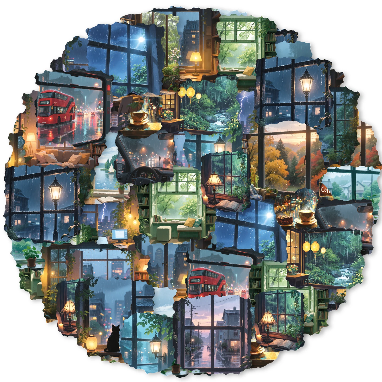 

40 шт. наклейки с узором «Дождевая ночь» снаружи окна для ноутбука, багажа, холодильника, детский подарок, наклейки, наклейки на сумку