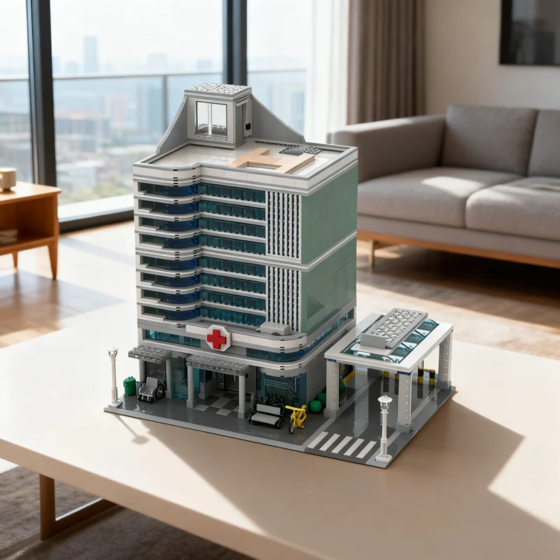 3877pcs MOC Modular Hospital Classic Collection Architecture Street Scene Model Building Blocks Figure Ship Robot Art Toy Gift