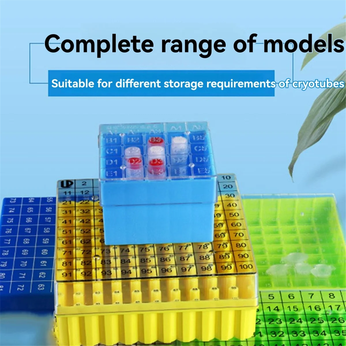 A79G Tube Box Frozen Storage Tube Box Sample Frozen Box Flip Tube Box 100 Cell 0.5ml 1 Piece Blue