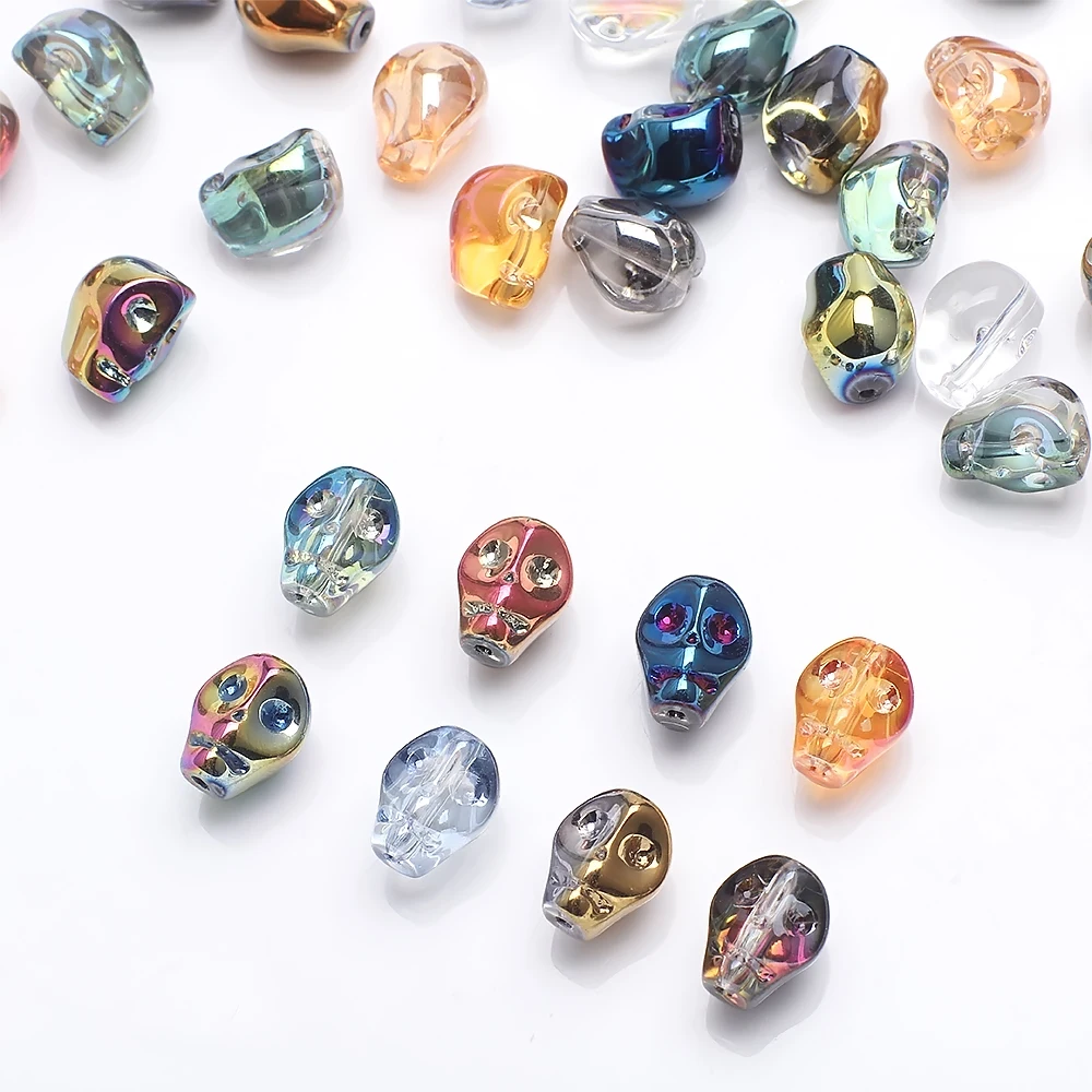 30 Pcs/Lot 8x10mm Skull Head Faceted Crystal Glass Loose Spacer Beads Handmade For Jewelry Making Earing Necklace DIY Accessory