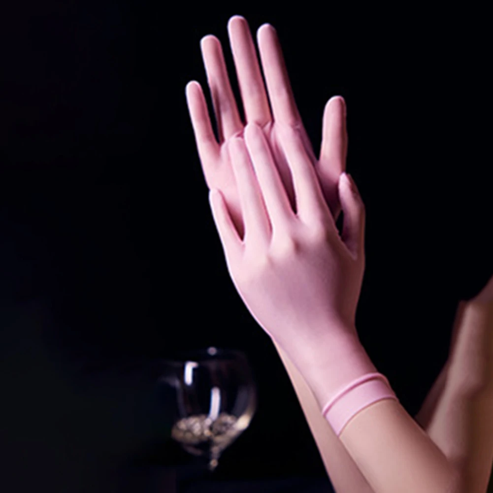 1 paire de gants courts brillants à l'huile soyeuse pour femmes, vêtements de club de danse sur scène, mitaines ultra-fines, taille unique