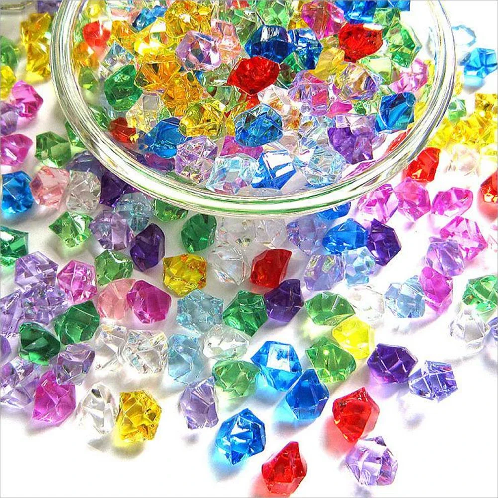 200PCSs Gems Ice Grains Colorful Stones Acrylic Jewels Ice Kids Counter Diamonds DIY Craft Beads Toys Decoration