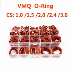 Silicone O Ring Sealing Washer CS 1/1.5/2.0/2.4/3.1 Red O-ring Plumbing Gaskets Oil Resistant High Temperature VMQ Oring Kit