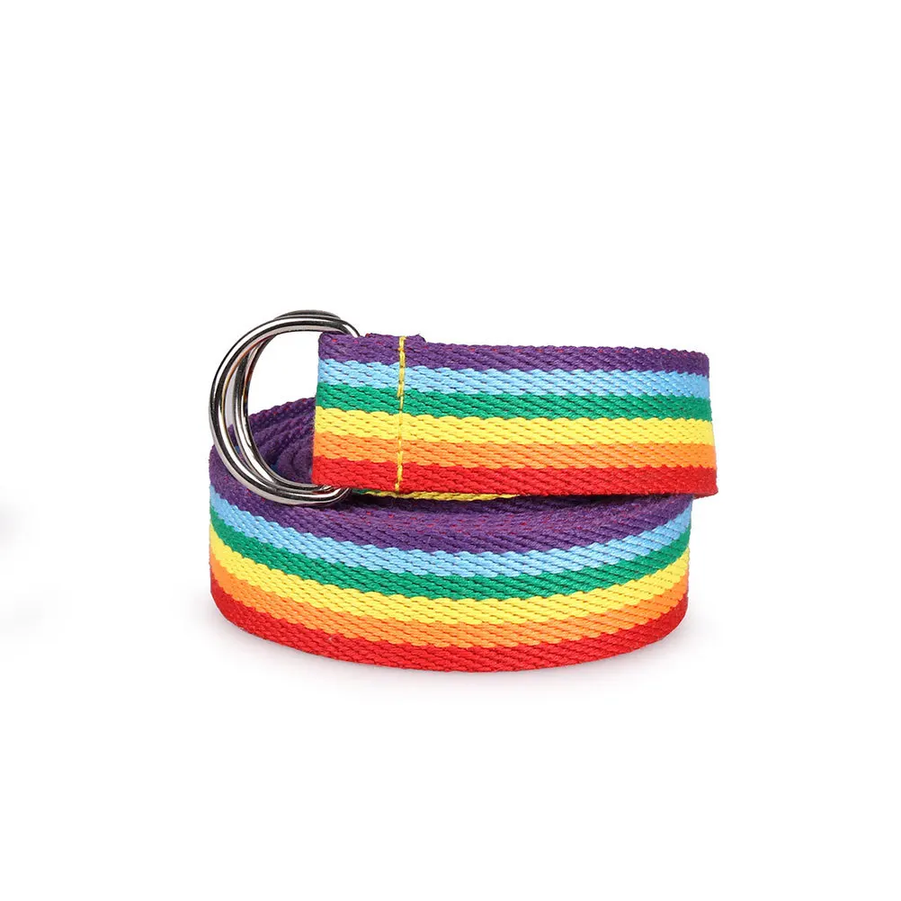 

1Pcs Decorative Waist Belt Rainbow Adjustable Casual Woven Belt Wooden Buckle Women Belts for Jeans Leisure Travel Daily