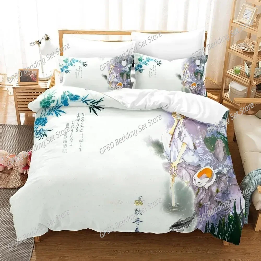 Anime Natsume's Book of Friends Bedding Set Boys Girls Twin Queen King Size Duvet Cover Pillowcase Bed boys Adult Home Textile