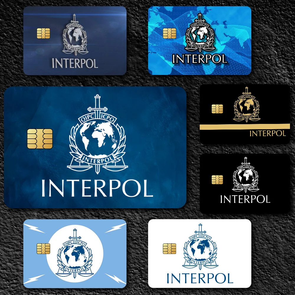 ملصقات بطاقات الائتمان المزخرفة المقاومة للماء من Interpol، 4 قطع من ملصقات حافلة البنك للديكور الأمامي للخصم