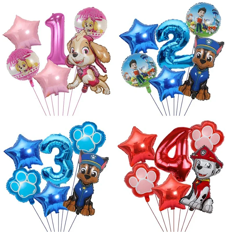6pcs Paw Patrol Dog Chase Skye Boy Girl Birthday Party Decoration Aluminum Film Balloon Children\'s Party Supplies