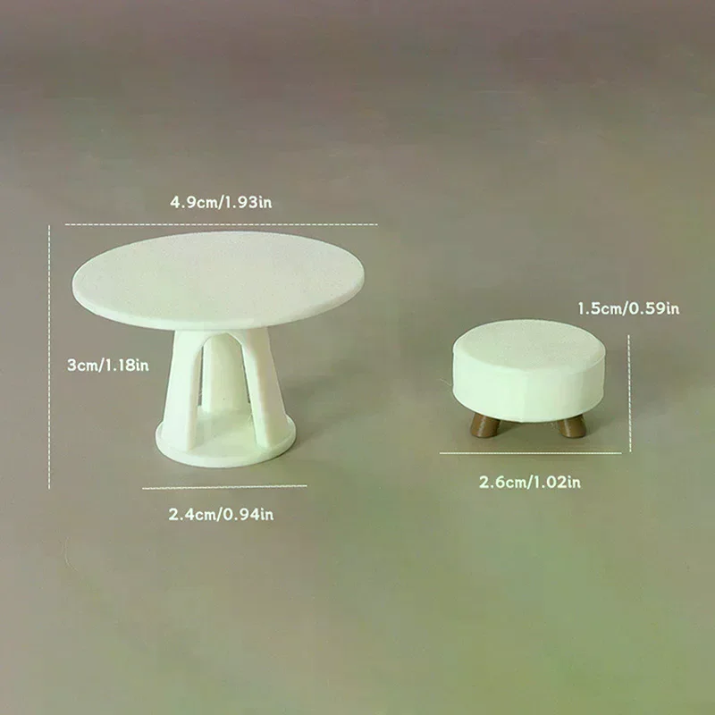 1/12 Poppenhuis Miniatuur Simulatie Ronde Tafel Kruk Set Model Meubels Accessoires Voor Poppenhuis Decor Kids Fantasiespel Speelgoed