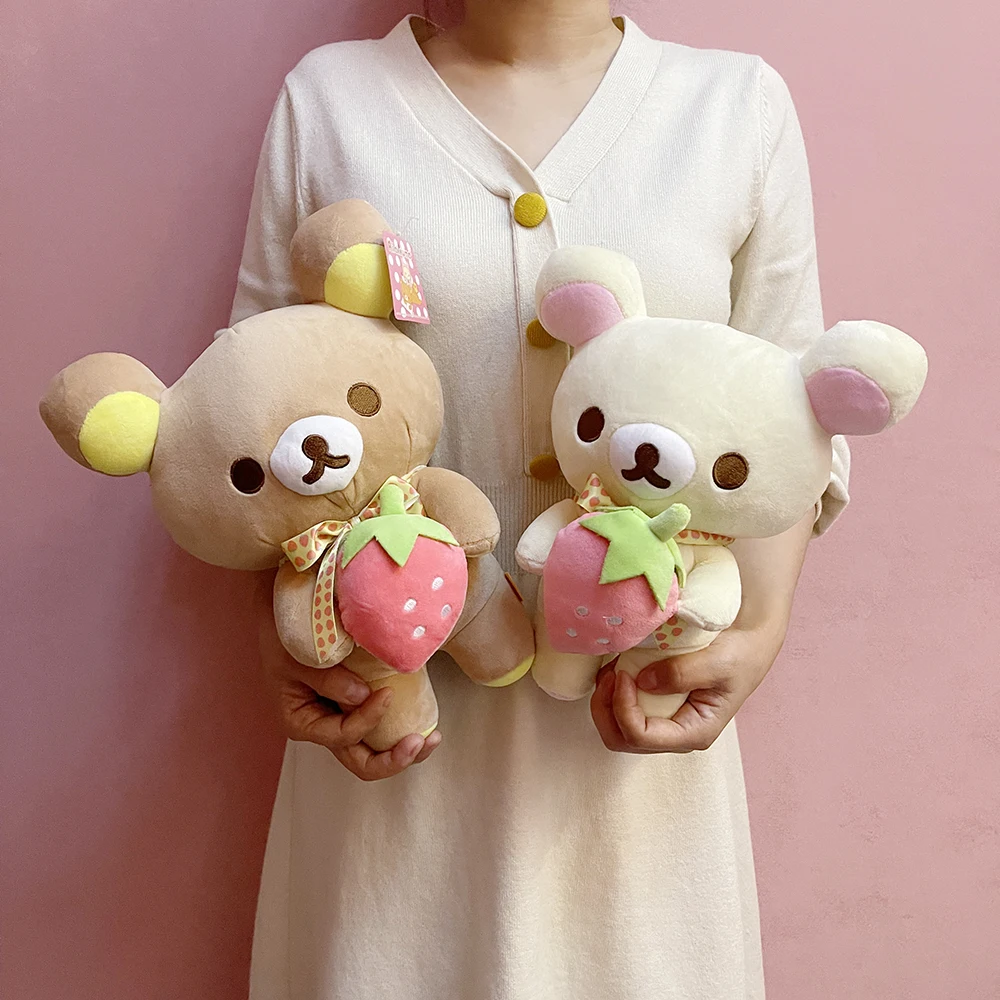 Hot Selling Strawberry Rilakkuma Plush Toy Couple Combination Anime Cartoon Teddy Bear Stuffed Doll Girl Friend Christmas Gifts