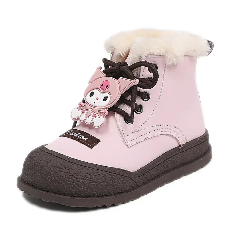 

Sanrio Girls Kuromi Warm Cotton Boots 2024 My Melody Winter Cartoon plush Fleece Cotton Booties Kids Fur Snow Boots