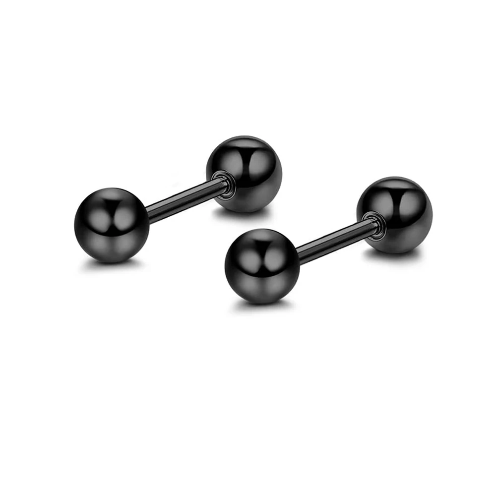 2/30 Uds Punk gótico de acero inoxidable negro Cruz Spike CZ Stud pendientes círculo redondo aros conjunto para hombres mujeres joyería para Piercing en la oreja