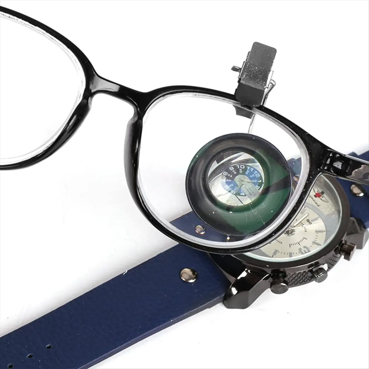 NOCM Clip on Eyeglass Magnifier, 20X Watchmaker Loupe Jewelers Loupe Magnifying Glass Watchmaker Jewelry Watch Repairing Tool