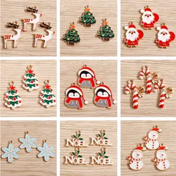 10 stücke Emaille Charms Christmas Charms für Schmuck Machen Tier Deer Santa Claus Baum Glocke Charms Anhänger für DIY Halsketten geschenk