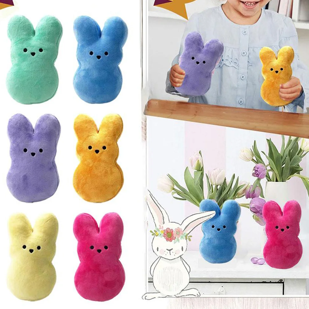 2024 NEW Easter Peeps Bunny Plush Toys Cartoon Rabbit Toys Soft Stuffed Animal Toys Kawaii Bunny for Kids Children Easter Gifts