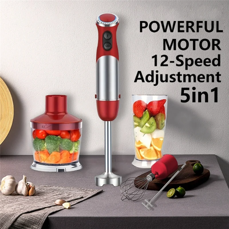 

A15Q-Handheld Kitchen Blender 1000W 5-In-1 Hand Blender 12-Speed Stick Blender For Food, Soups Purees And Cakes