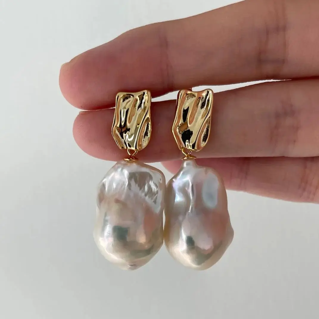 

Nice Baroque Pearl Earring 18K Gold Plated Natural Freshwater Pearl Earring Vintage Fashion Jewelry Christams Gift For Women