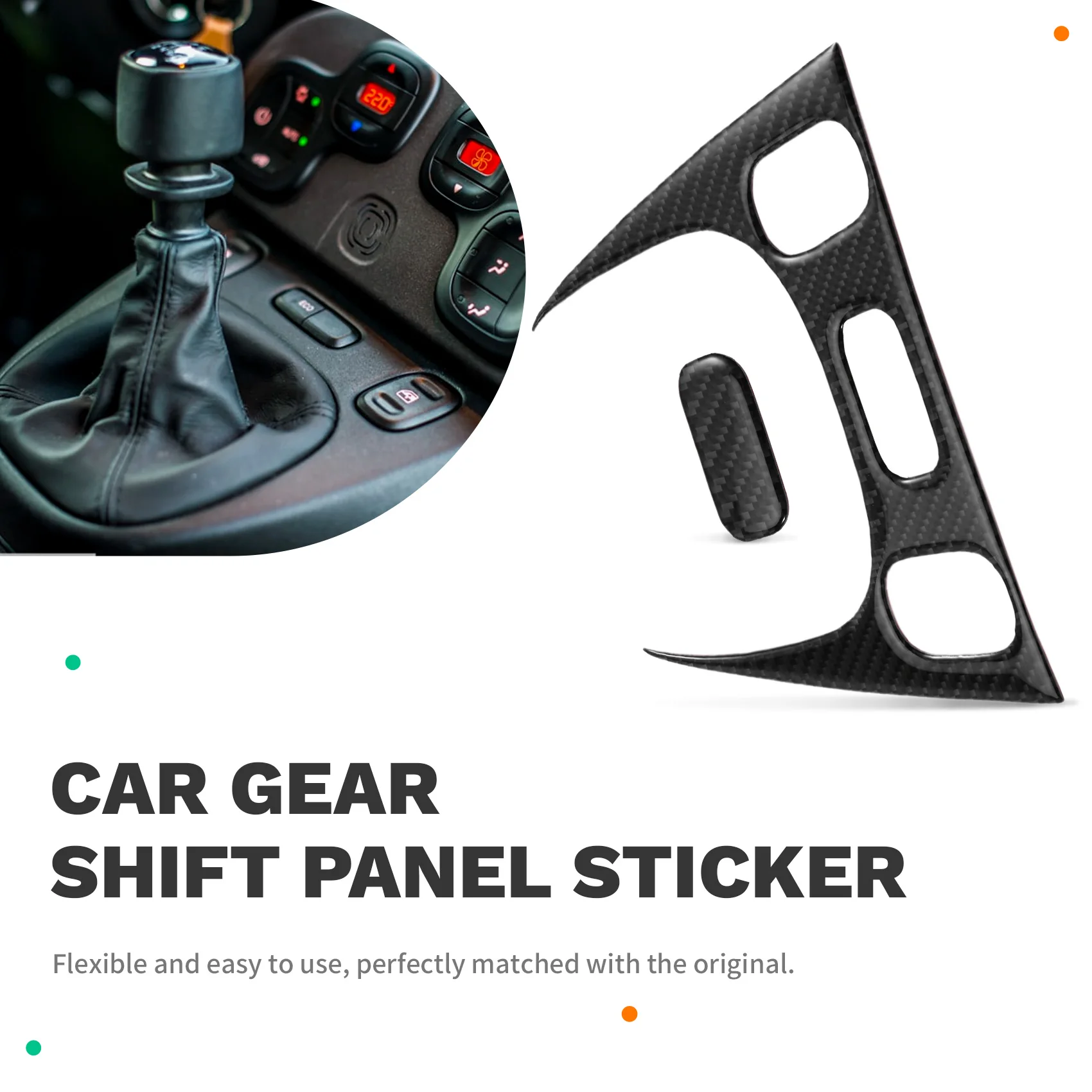Super Sale Real Soft Carbon Fiber Sticker Car Gear Shift Interior Panel for Fiat Panda 169 319 2013-2024
