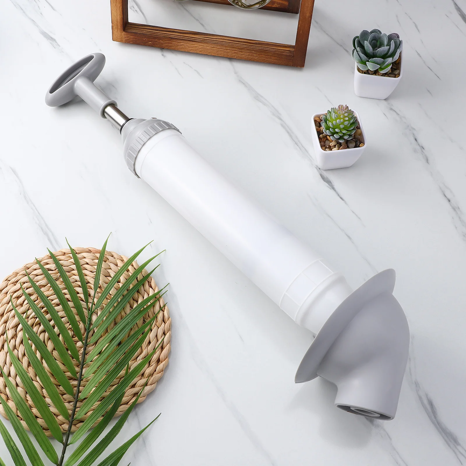 

Toilet Air Plunger High Pressure Drain Clog Remover Stainless Steel Rod Curved Head Bathroom Kitchen Sink Toilet Plunger