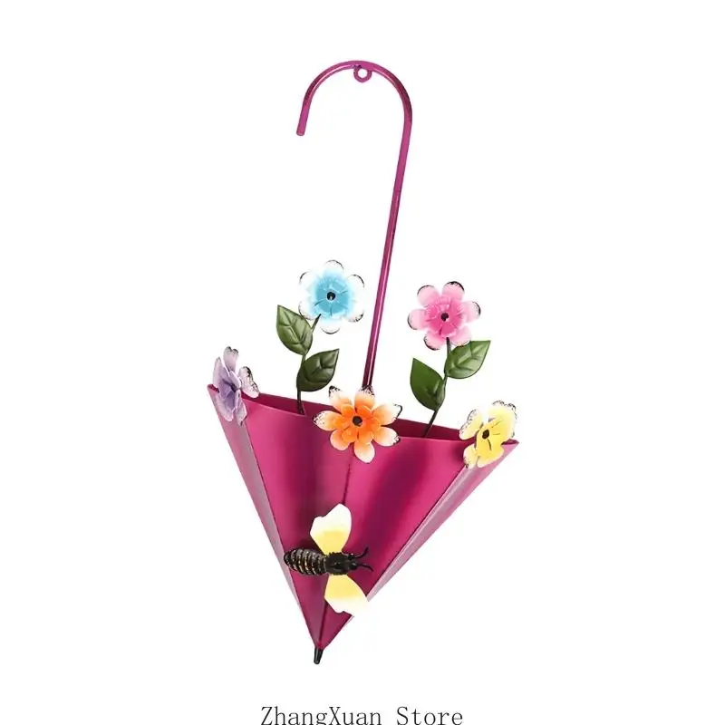 Metall-Blumenkorbhalter mit oberer Schlaufe, offenem Rahmen für Garten, Balkon, Innenbereich, tägliches Zuhause – Detail 7