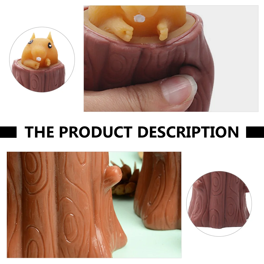 3 Pcs Squirrel Decompression Toy Retractable Plaything Tricky Pressure Relief Toys Stress Reliever Vinyl Material