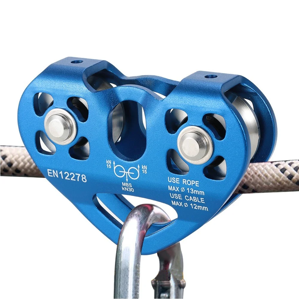 30kN Dual Trolley Pulley Zipline Pulley Effective for Mountaineering  camping equipment  camping