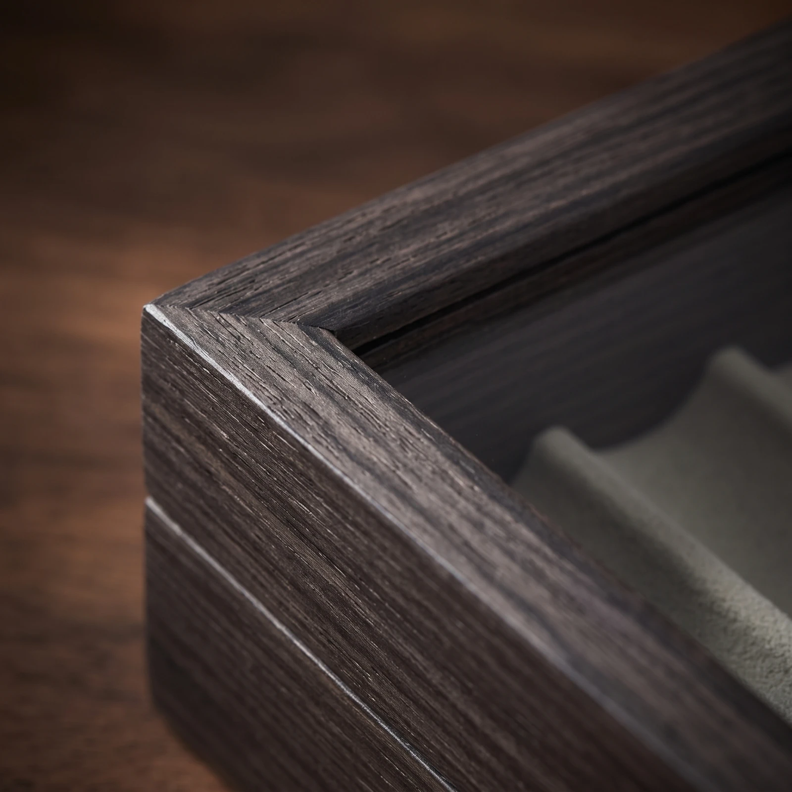 Pen Display Box with Clear Lid Ebony-Grain Pen Display Box Elegant Luxury for Collectors, Desk Organization, Office