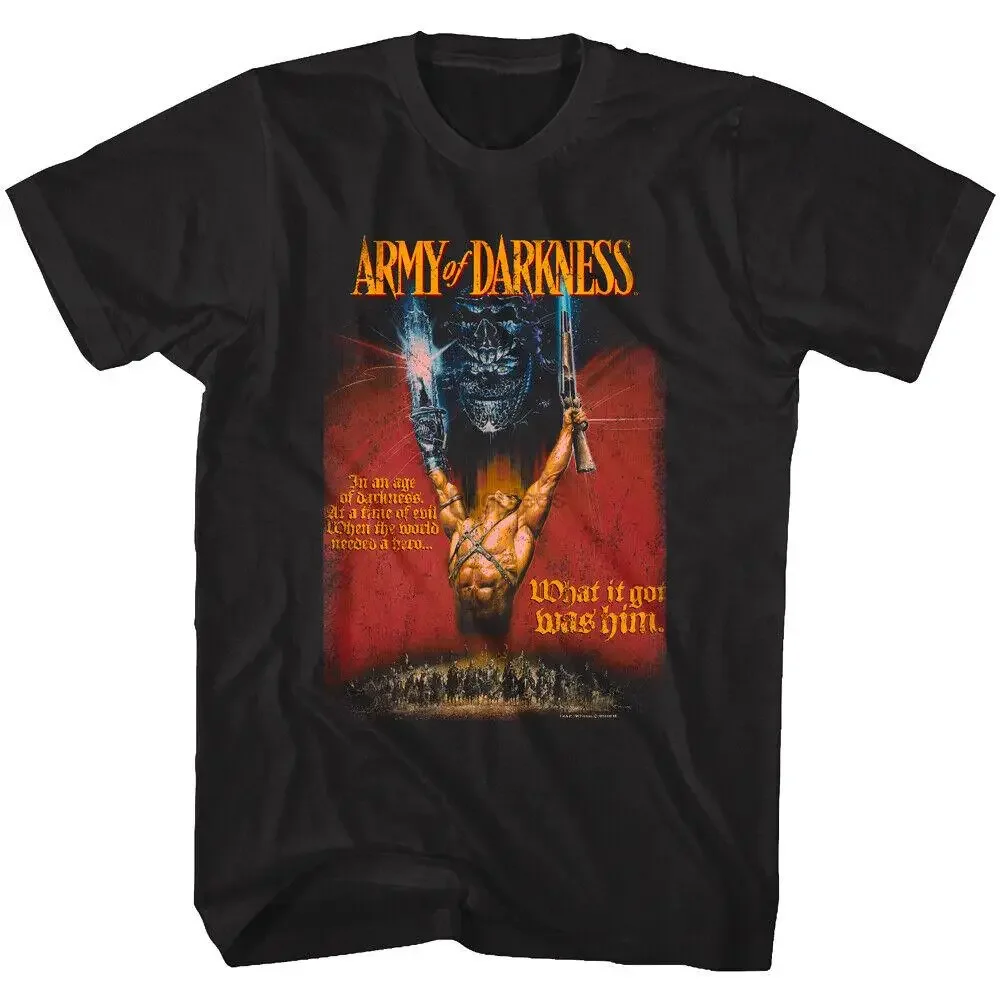 Army of Darkness Movie Poster Mens T Shirt Ash Hero Book of the Dead Merch Raimi