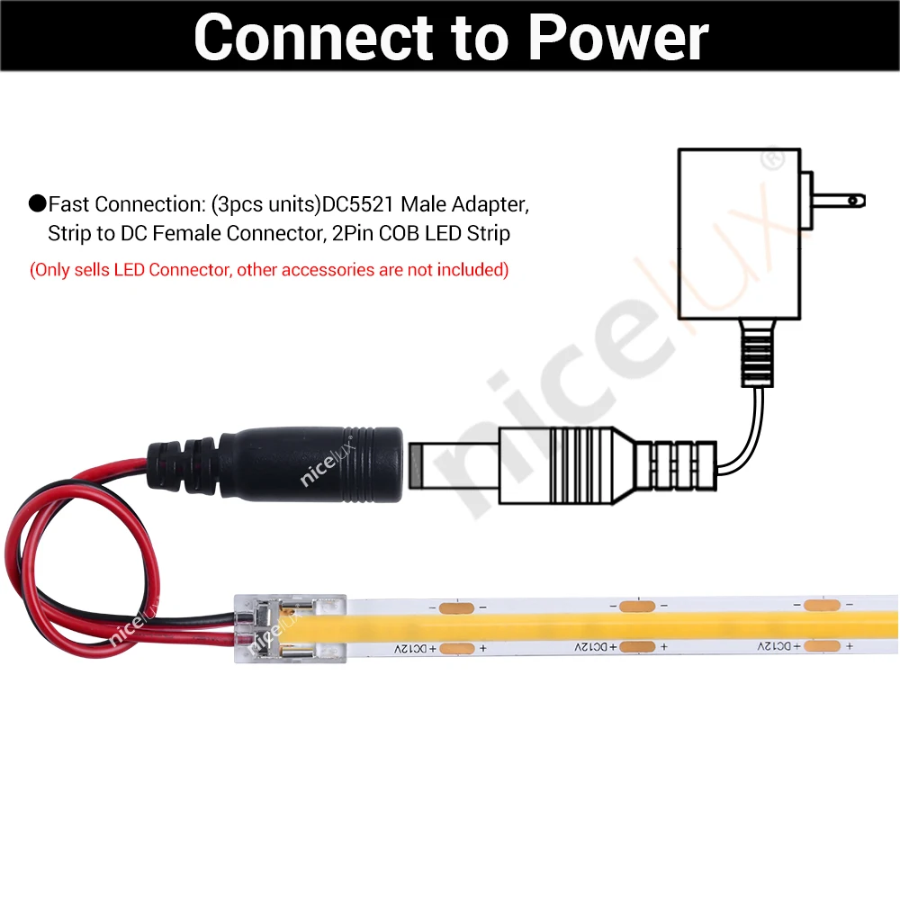 Złącze pasek COB LED z przedłużacz 15cm 2pin 8/10mm złącza przewodów LED do 2835 5050 pasków oświetlenie COB SMD