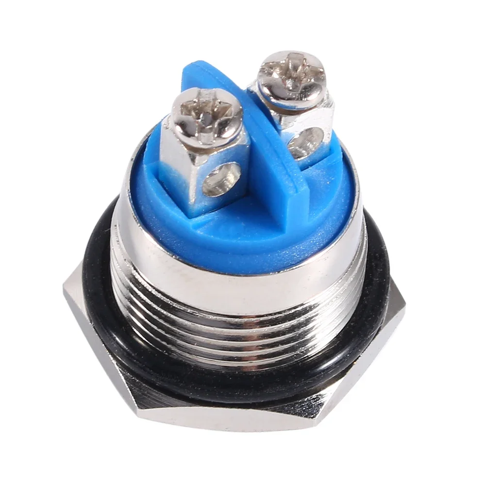 12V 16mm Car Waterproof Momentary Metal Push Button ON OFF Horn Switch Silver