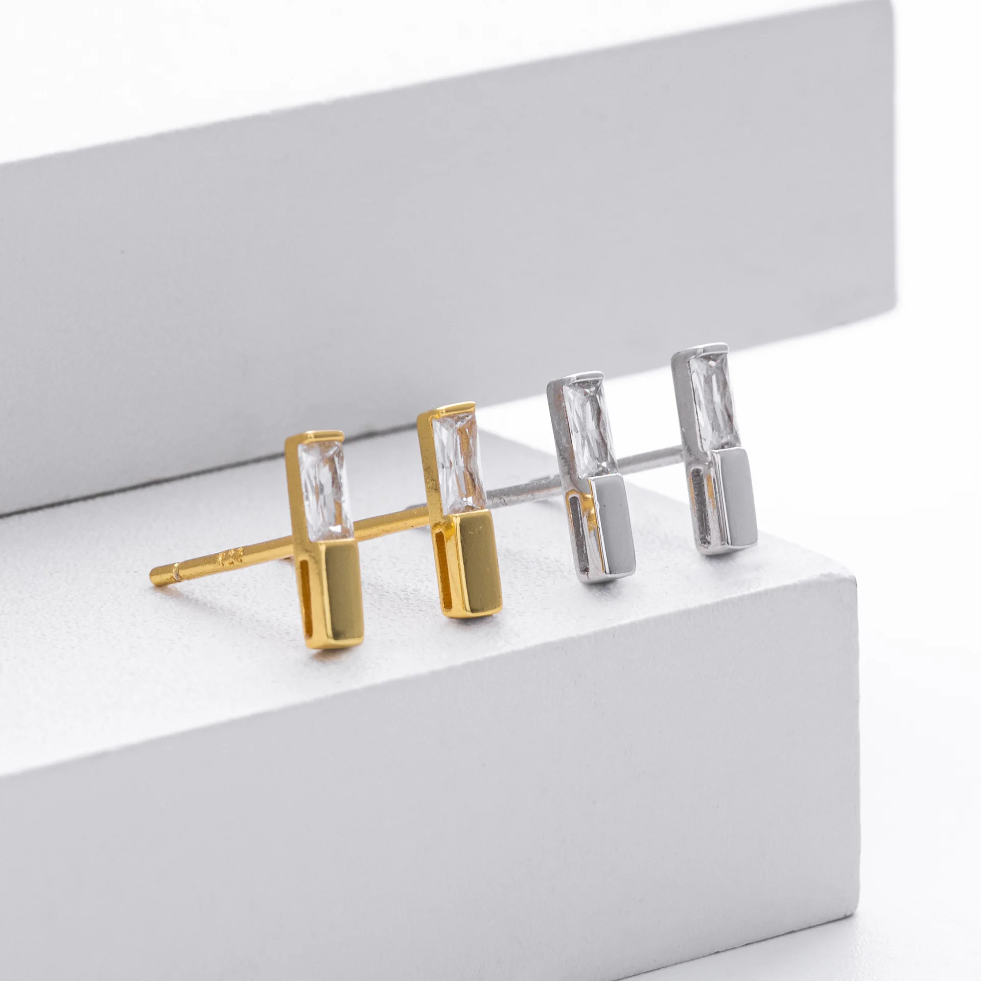 Withered S925 Sterling Silver Earrings Square Earrings Temperament Earrings Jewelry Earrings Women's Earrings Ear Cuffs