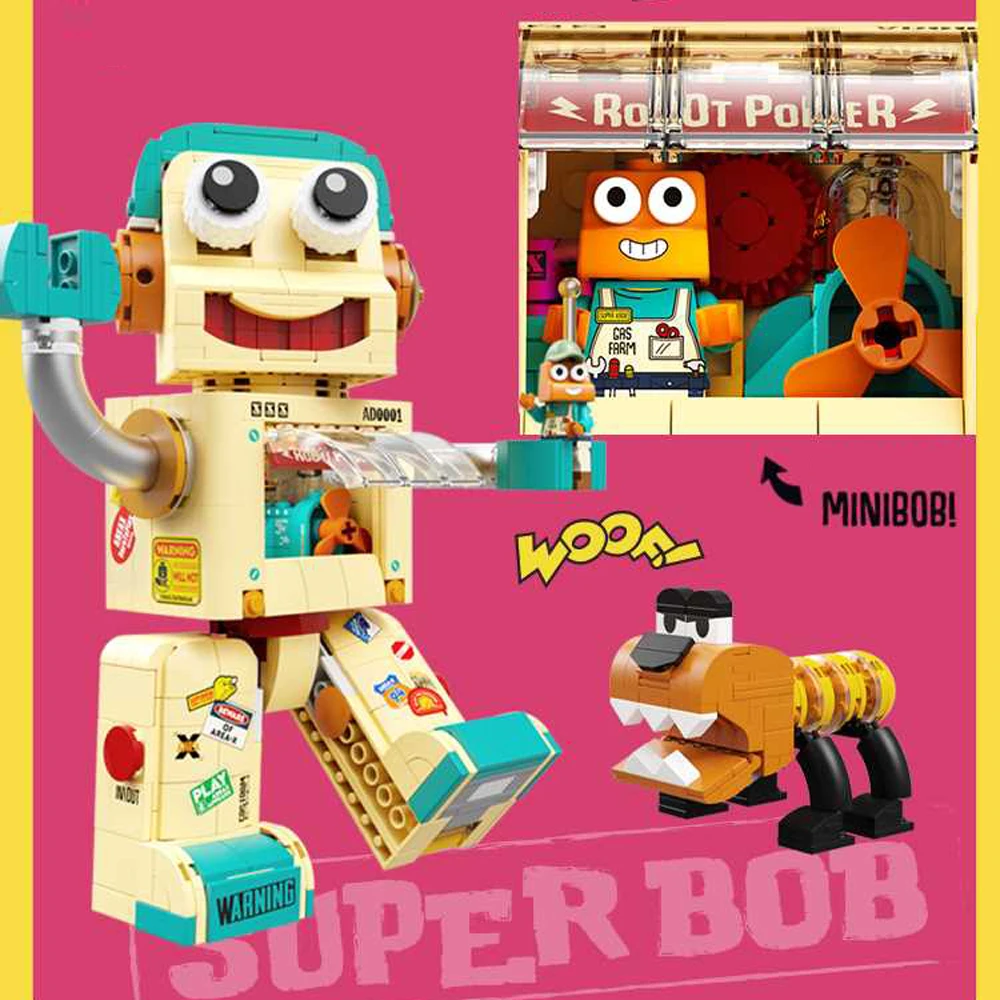 Creative Tin Town Robot Building Block Super X.Bob Bricks Figures Stem Assemble Model Educational Toys Collection For Kids Gifts