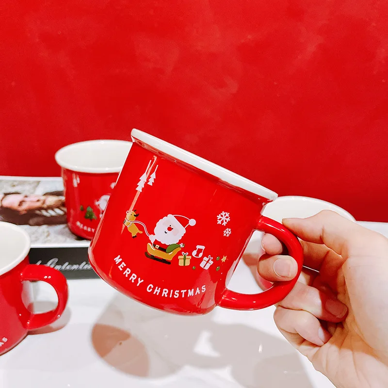 

Ins creative cartoon cup Santa Claus Christmas gift ceramic mug high value student milk cup