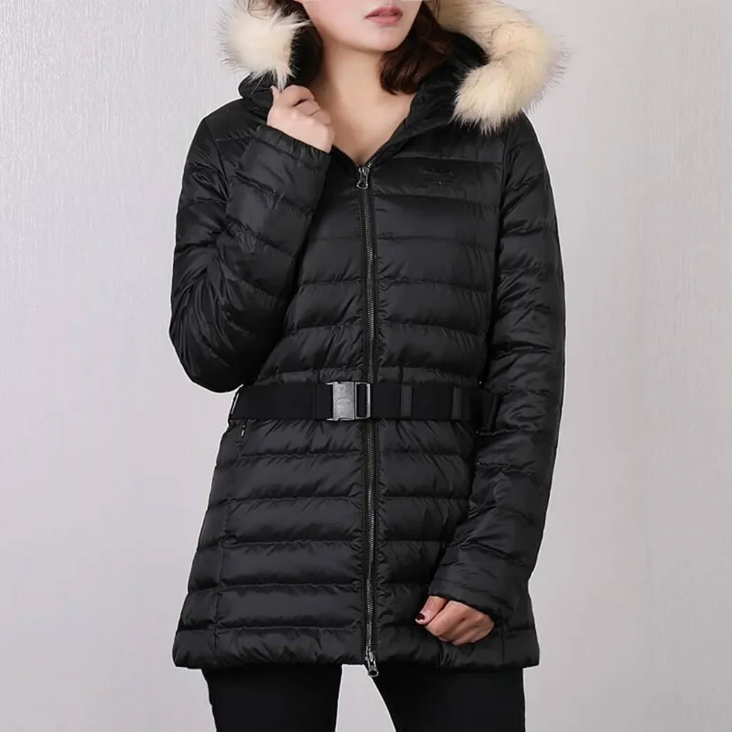 Adidas Women's Down Jacket Winter Cold proof Warm Mid-length Hooded Sportswear Fashion Casual Clothing