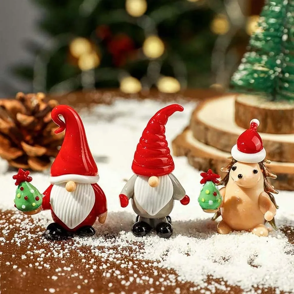 Handcrafted Glass Yoga Santa Glossy Lampwork Miniature Christmas Figurine Artistic Delicate Handmade Glass Ornament Party
