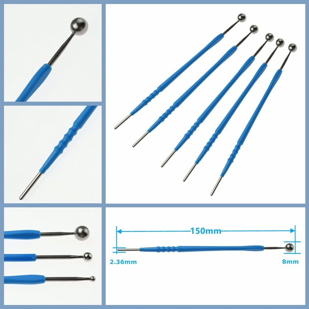 5 pz all'ingrosso usa e getta esu cautery matita Accessori Ion Elettrochigico 8mm sfera elettrodo 150mm * 2.36mm Strumenti chirurgici