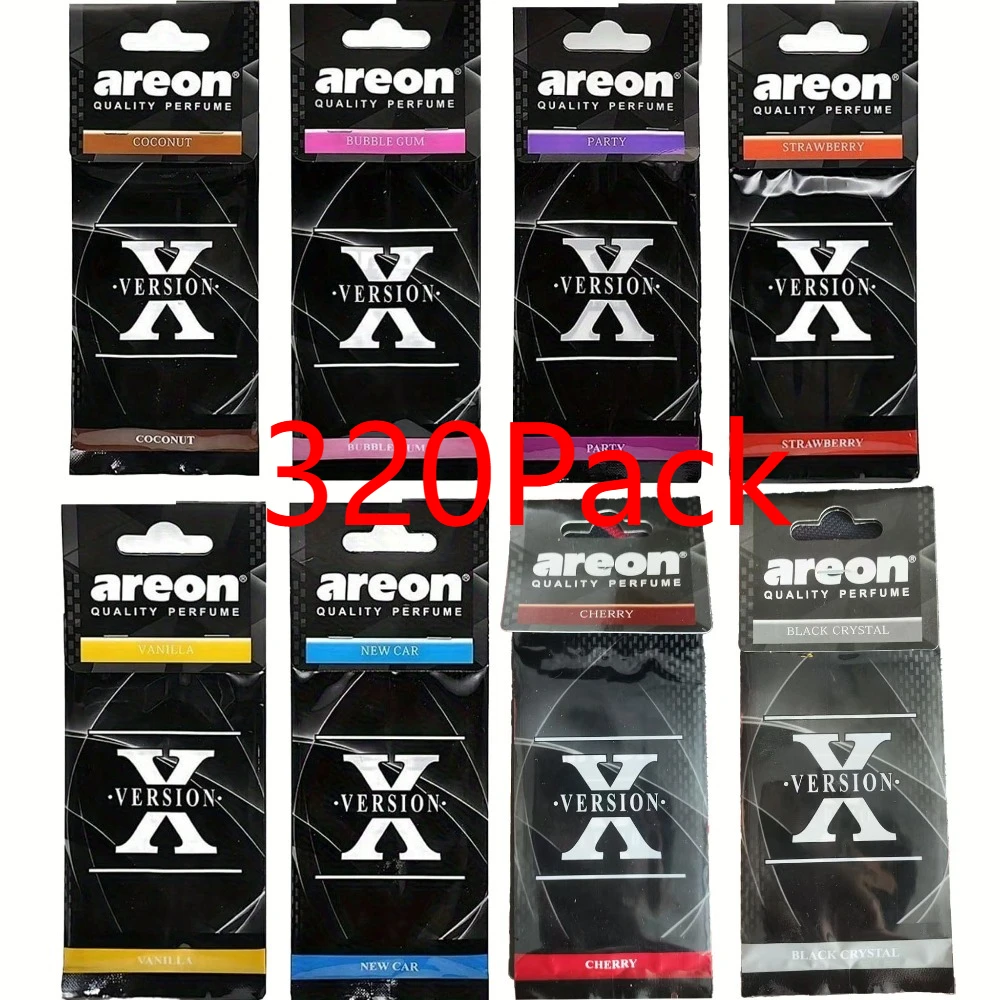 320Pcs Mixed Scent Hanging Car Air Freshener, New Car Strawberry Party Bubblegum Coconut Vanilla Black Cherry Scent Sheets