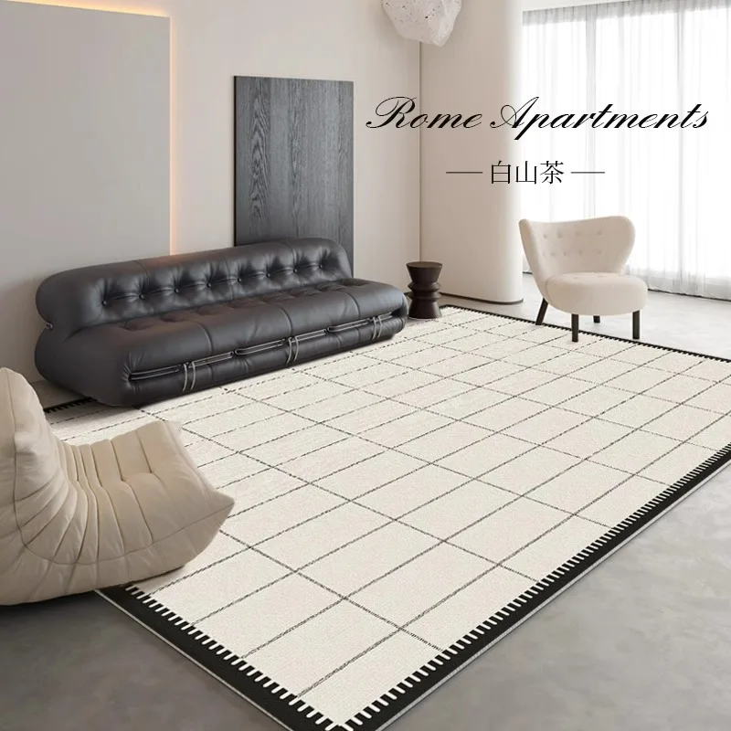 Simple Carpet Living Room Loop Velvet French Style Sofa Coffee Table Floor Rug Bedroom Plain Color Cloakroom Mat Decoration