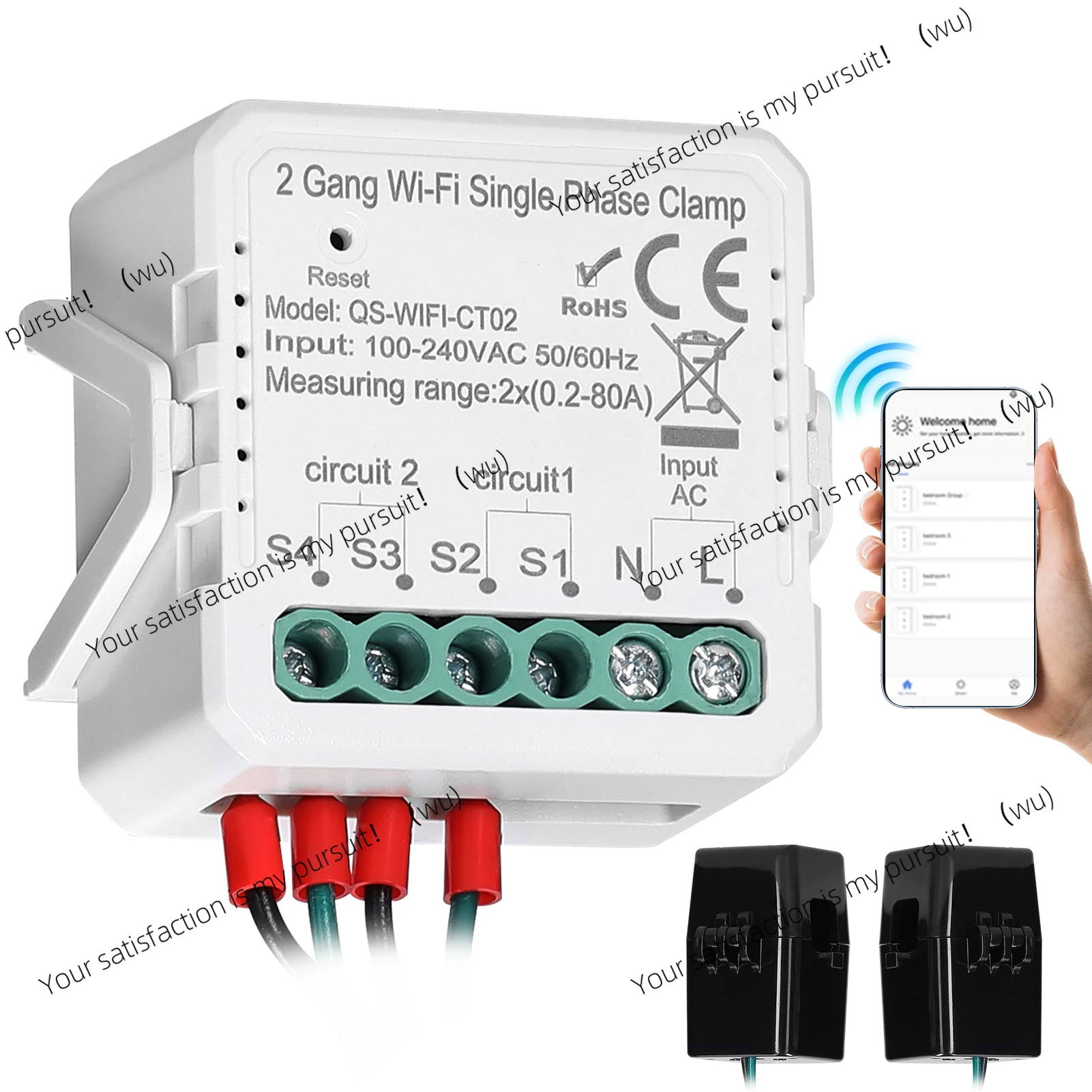 80A single-phase clamp solar photovoltaic bidirectional energy meter APP control current transformer timer