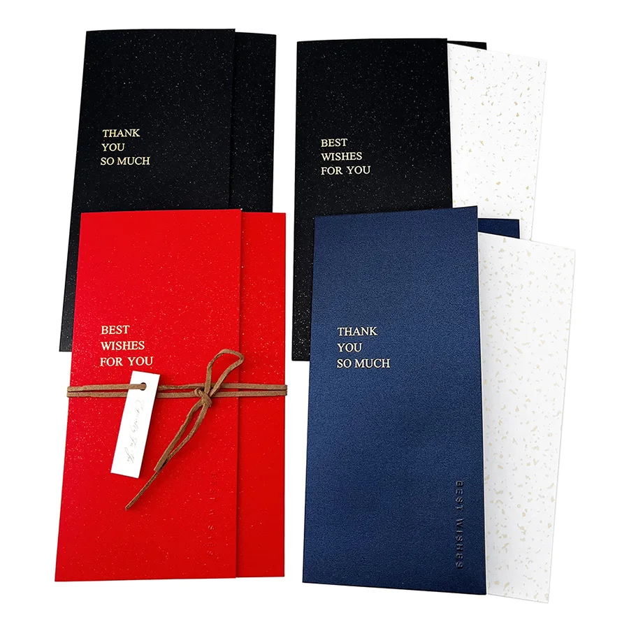 مجموعة واحدة من بطاقات المعايدة المغلف باللون الأسود والأحمر والأزرق + ورق رسائل للحفلات وبطاقة شكر ودعوات بطاقة أطيب التمنيات وبطاقة عيد الميلاد #2