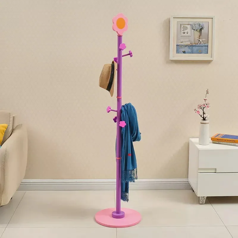 Kids Wardrobe Organizer Solid Wood Space-Saving Coat Rack for Bedroom School Bag Hanger Home