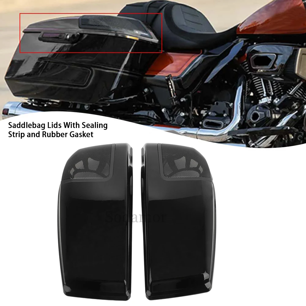 

Motorcycle Black Saddlebag Lids With Sealing Strip and Rubber Gasket With Waterproof Lid Covers For Harley Davidson 2023-Later